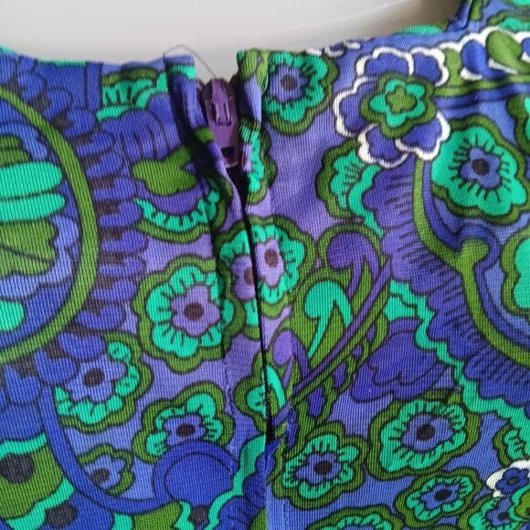 M/L True Vintage 1970's MooMoo Dress Lane Bryant Floral Square Neckline Groovy - Picture 4 of 7